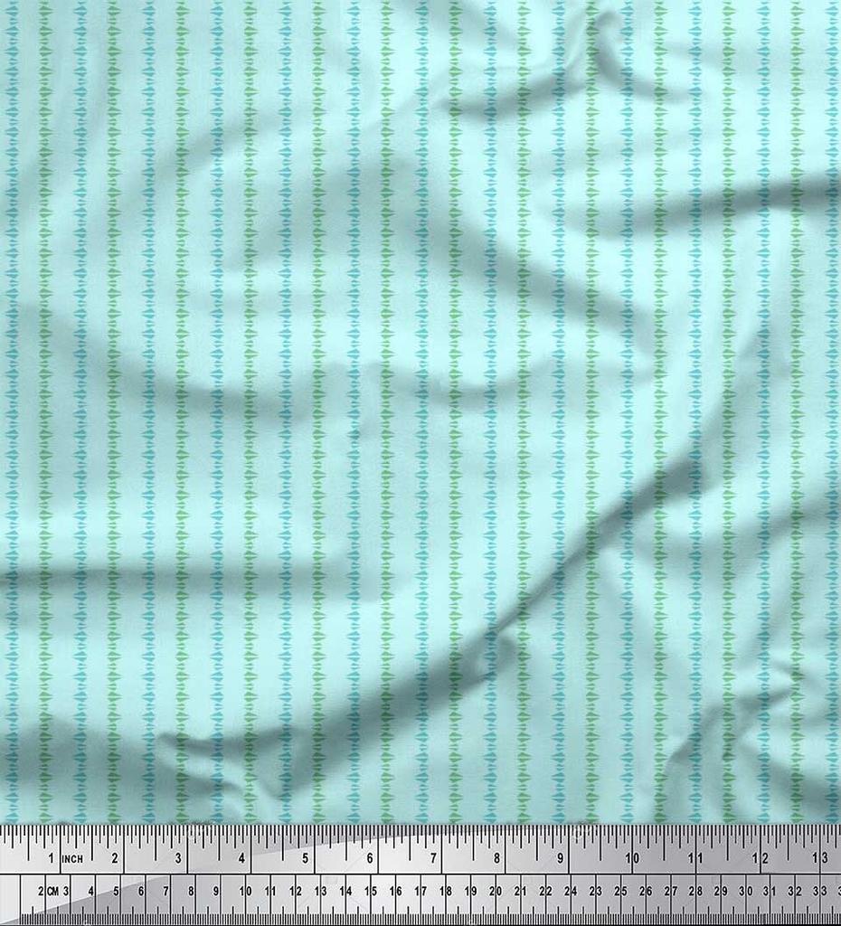 Soimoi Japan Crepe Satin Fabric Triangle Shirting Printed Craft Fabric by the Metre 42 Inch