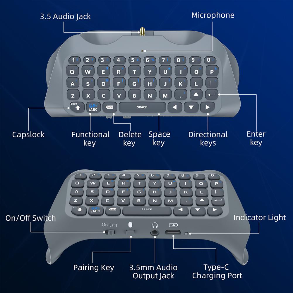 Wireless Keyboard Controller Bluetooth-Compatible 3.0 Built-In Speaker Wireless Gaming Keypad Handle for PS5 Gamepad Controller