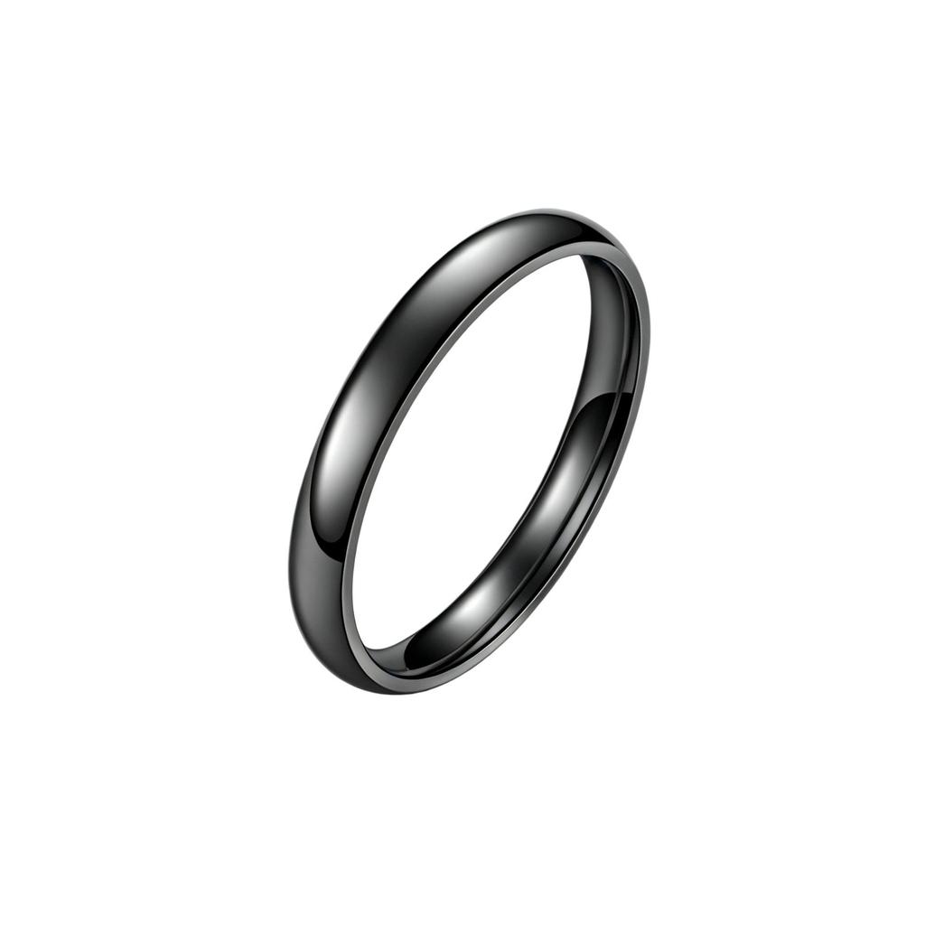 Japanese Korean 3mm Round Arc Stainless Steel Couple Ring - European American Style Titanium Jewelry