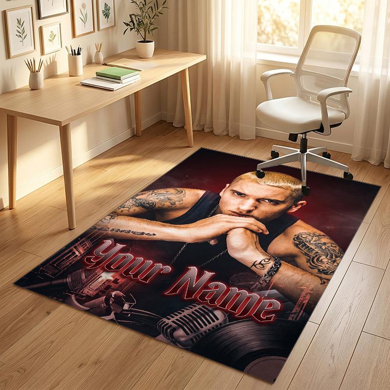 Personalized Crystal Velvet Carpet,Eminem Custom Printed Name, Plush Area Rug For Home Indoor Decor