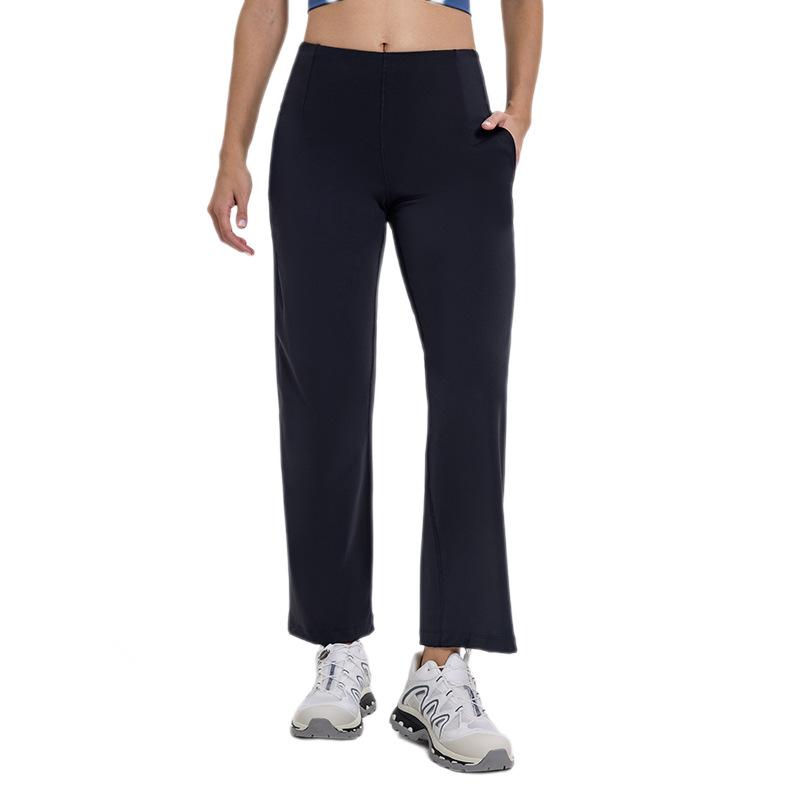 New High Elastic Nude Belly Yoga Pants Loose and Thin Straight Pants Running Fitness Sports Trousers SS