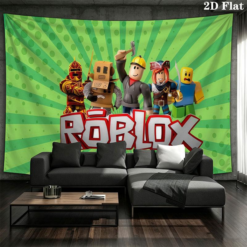 Roblox Cartoon Wall tapestry, aesthetic printed fabric blanket, suitable for bedroom, living room, and home decor.