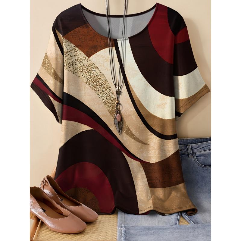 Vintage Women's Casual Loose T-Shirts Printed T-Shirt Fashion Tops Short Sleeves Tees O-Neck Oversized T-Shirt Female Clothing