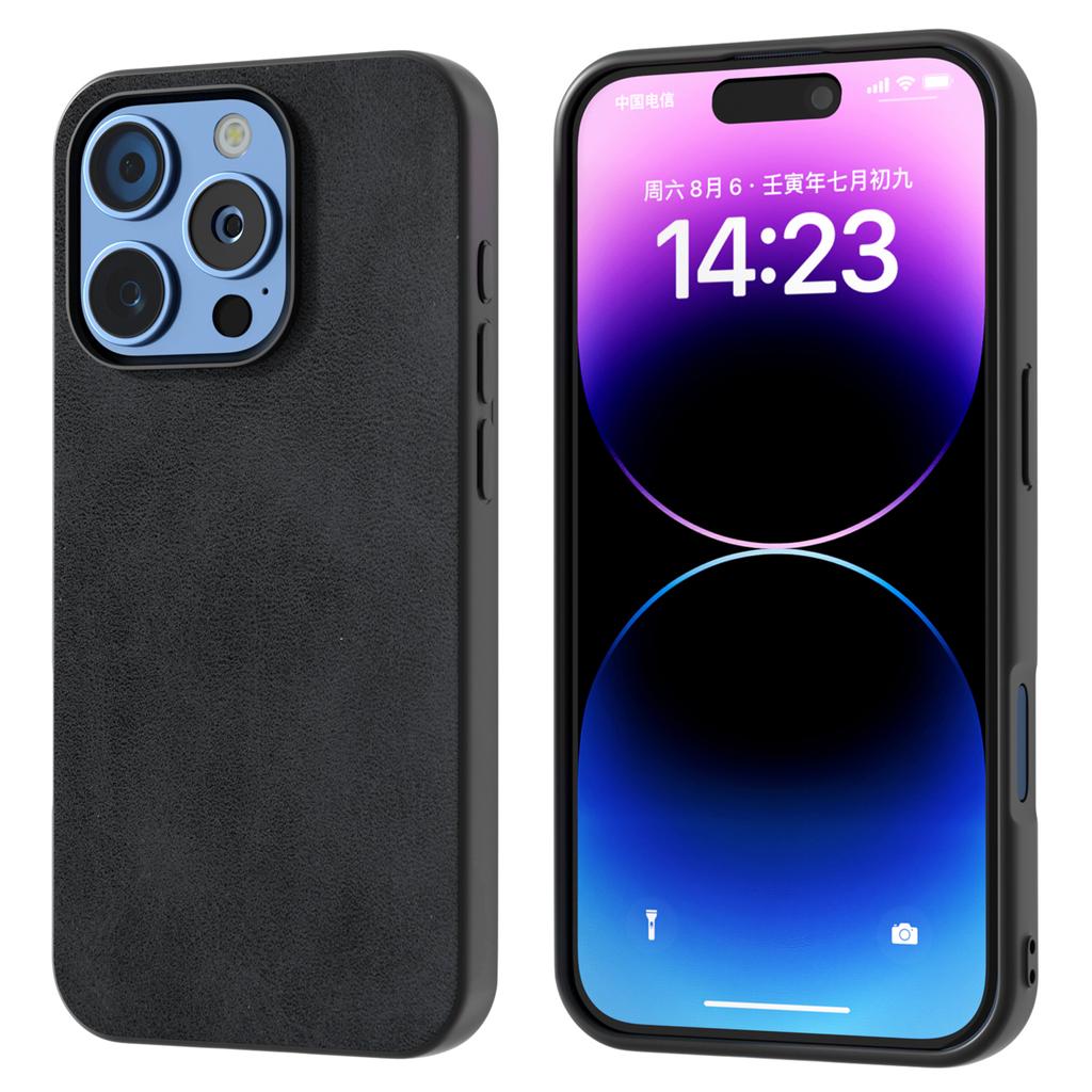 For iPhone 16 Pro Case Cowhide Texture PU+TPU+PC Protective Phone Cover