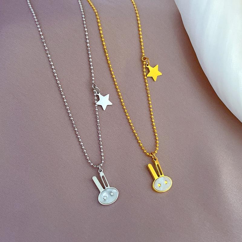 Fritillary Rabbit Minimalist Wind Stove Real Gold Necklace Female Collarbone Chain With Jewelry