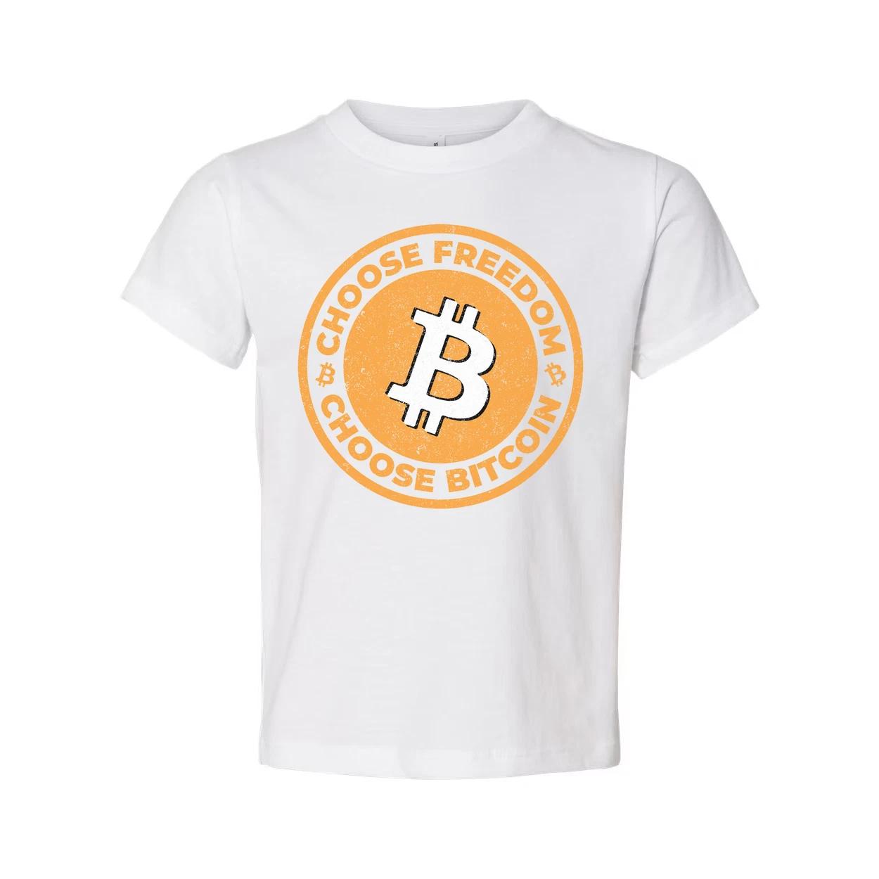 Bitcoin Logo Graphic T Shirt Featuring Choose Freedom Design For Cryptocurrency S