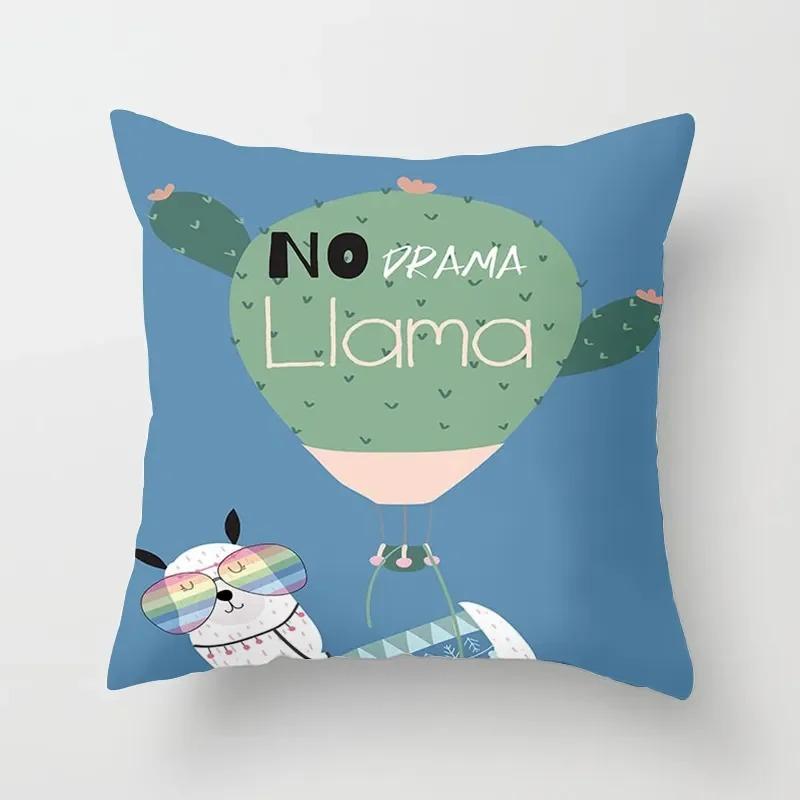 Alpaca Cartoon Cactus Study Pillowcase Office Living Room Home Pillowcase Car Ornaments