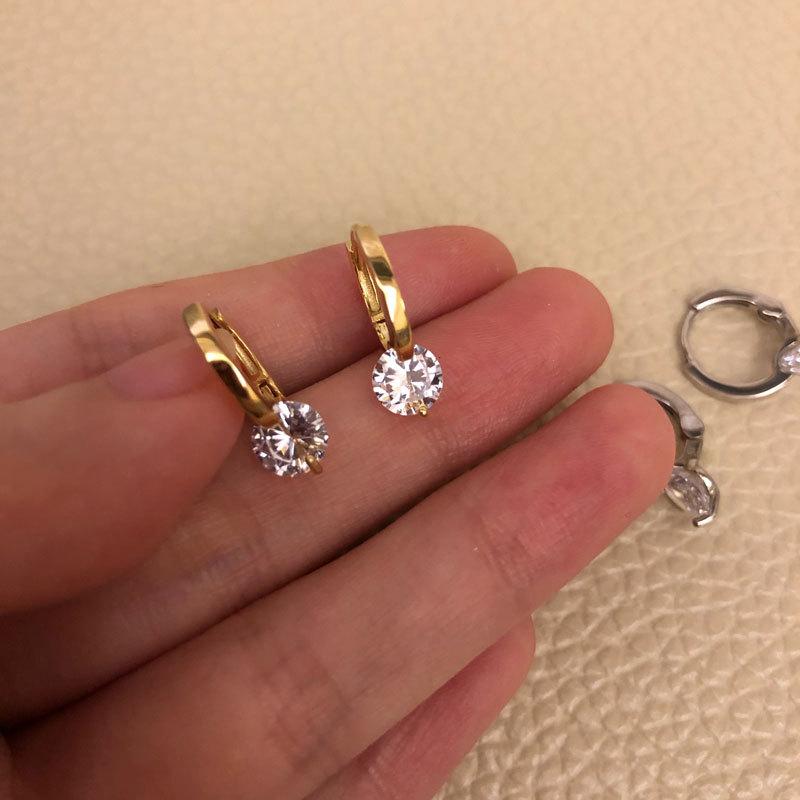Solitaire 1ct D Moissanite Earrings for Women Diamond Silver Hoop Earrings 925 Drop Earrings Girls 14k Gold Plated