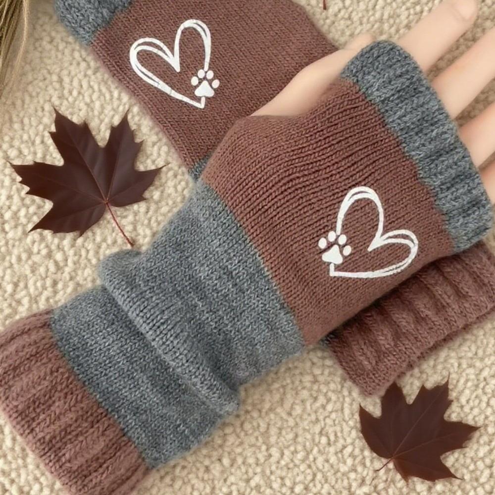 Trendy Fingerless Gloves Elastic Cuffs Knitted Decorative Gloves Warm Gloves Sleeve Covers Daily
