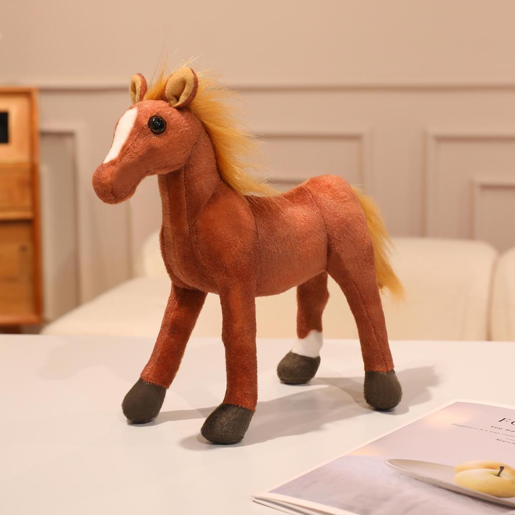 Cute Simulation Brown Pony Doll Plush Toy Zebra Foal Doll Children Companionship Soothing Rag Doll