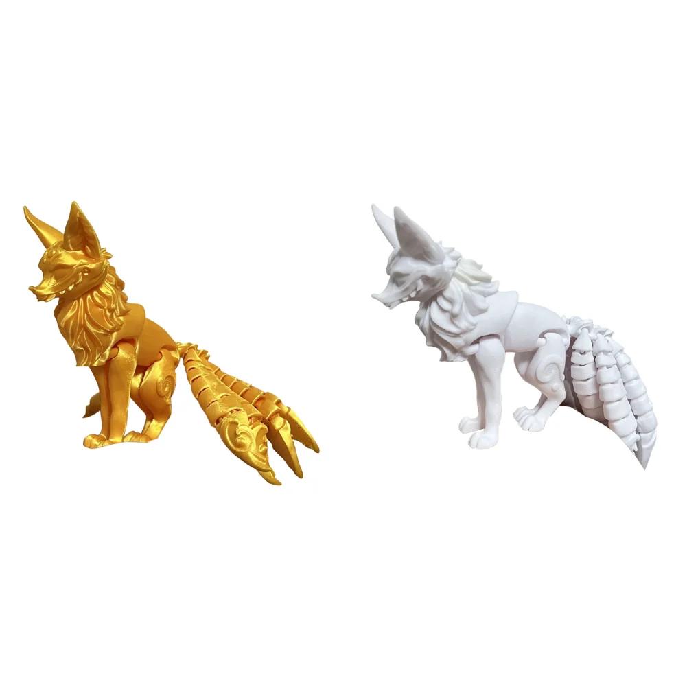 18cm 3D Printed Multi-articular Movable Model Handmade Home Decoration Fox Fidget Toy Nine-Tailed Fox Action Figures Desk Decor