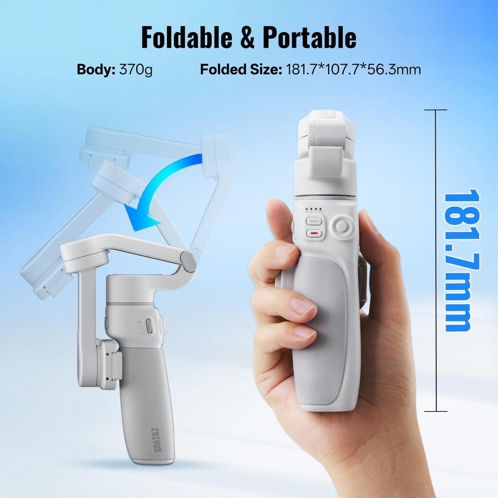Japanese ZHIYUN COMBO Smartphone Gimbal with Telescopic Dedicated Storage Bag and Magnetic Light Compact Folding Lightweight 370g [Official Warranty]