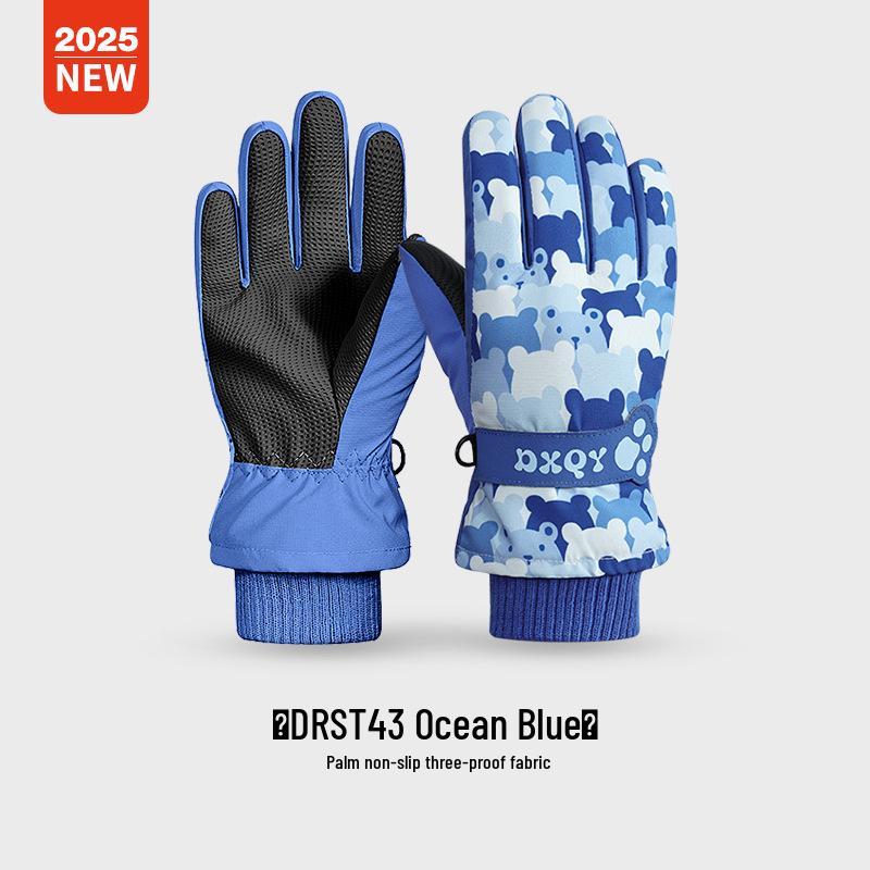

Детские теплые водонепроницаемые зимние лыжные перчатки, нескользящие, на флисовой подкладке для катания на коньках и игр в снегу Medium океан синий