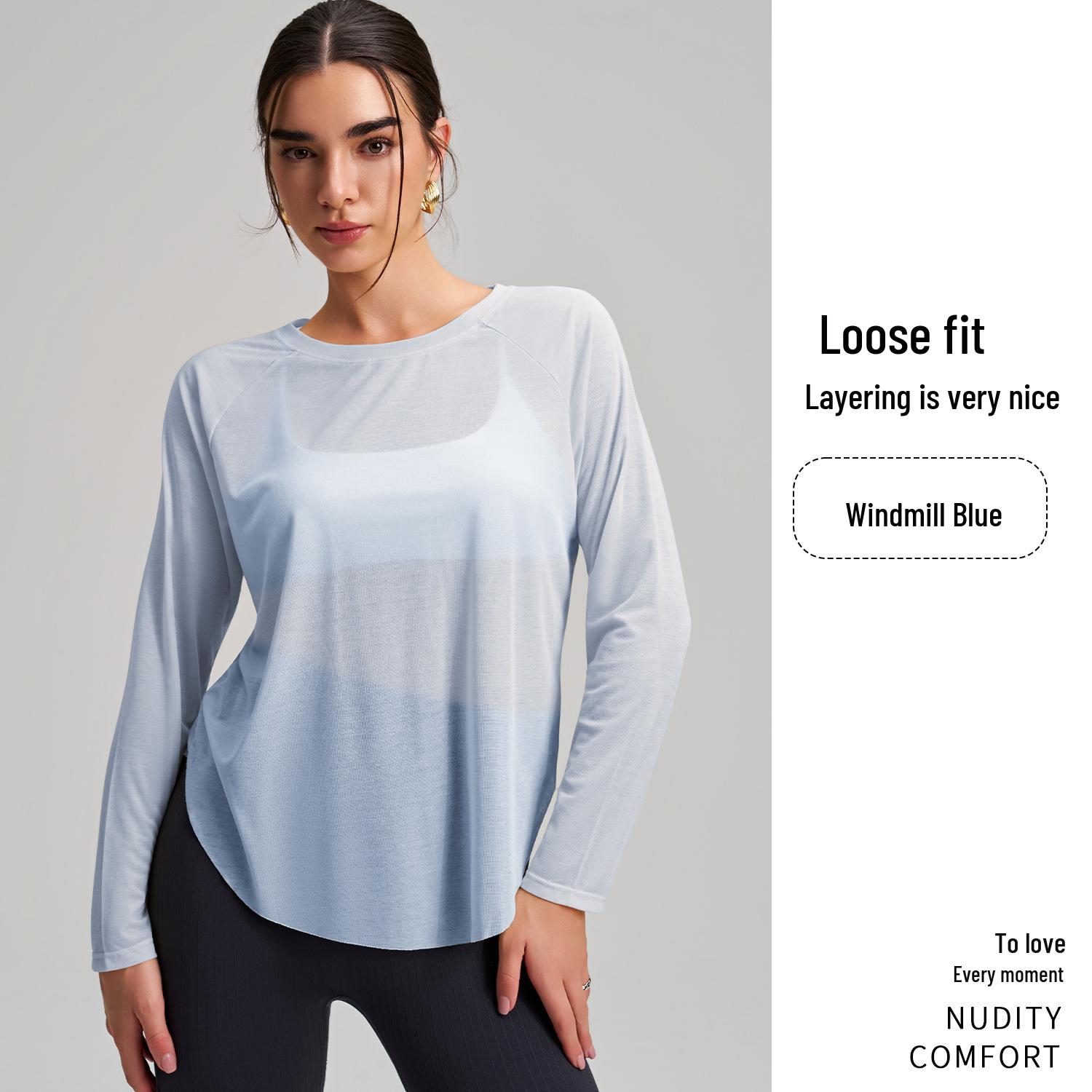 Women s Bamboo Yarn Yoga Cover-up - Long Sleeve, Loose Fit, Slimming, Fitness Casual Top 2XL