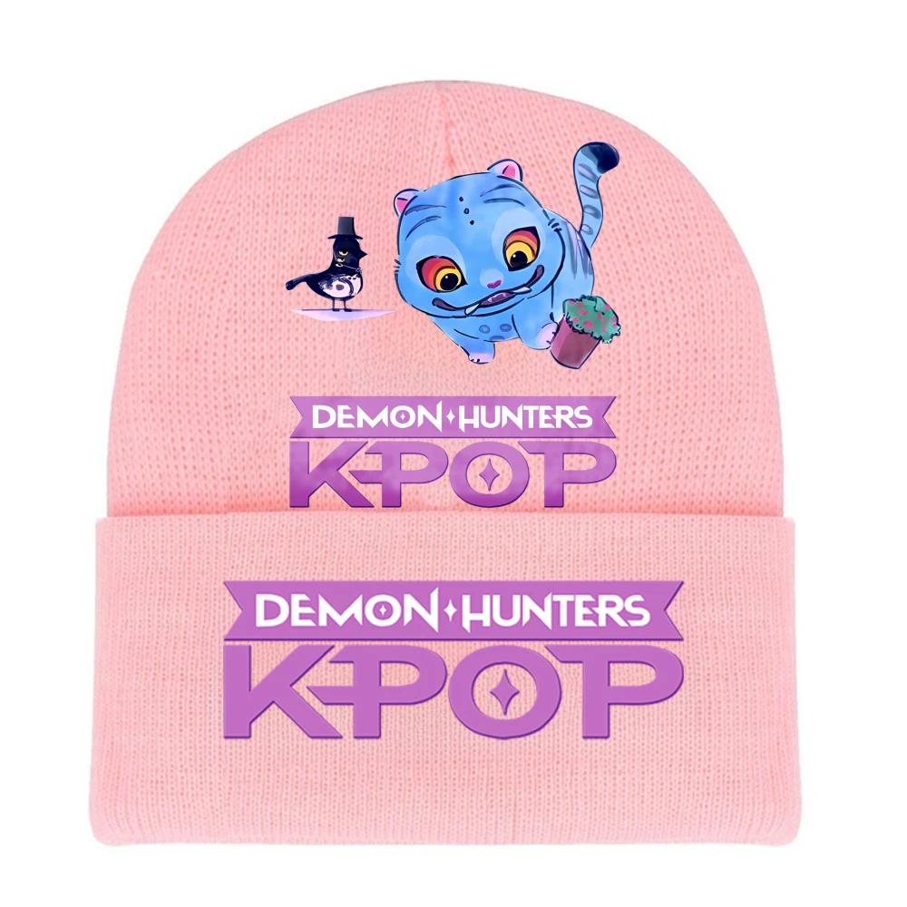 Kpop Demon Hunters HUNTRIX SAJABOYS Letter Printed Rolled-edge Woolen Knitted Cap Thickened Cold Season Adult Hat Fans Birth Date Present