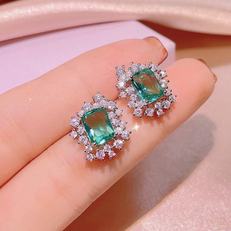 Popular Retro Style Ring Imitation Emerald Color Matching Creative Pendant Ring Set