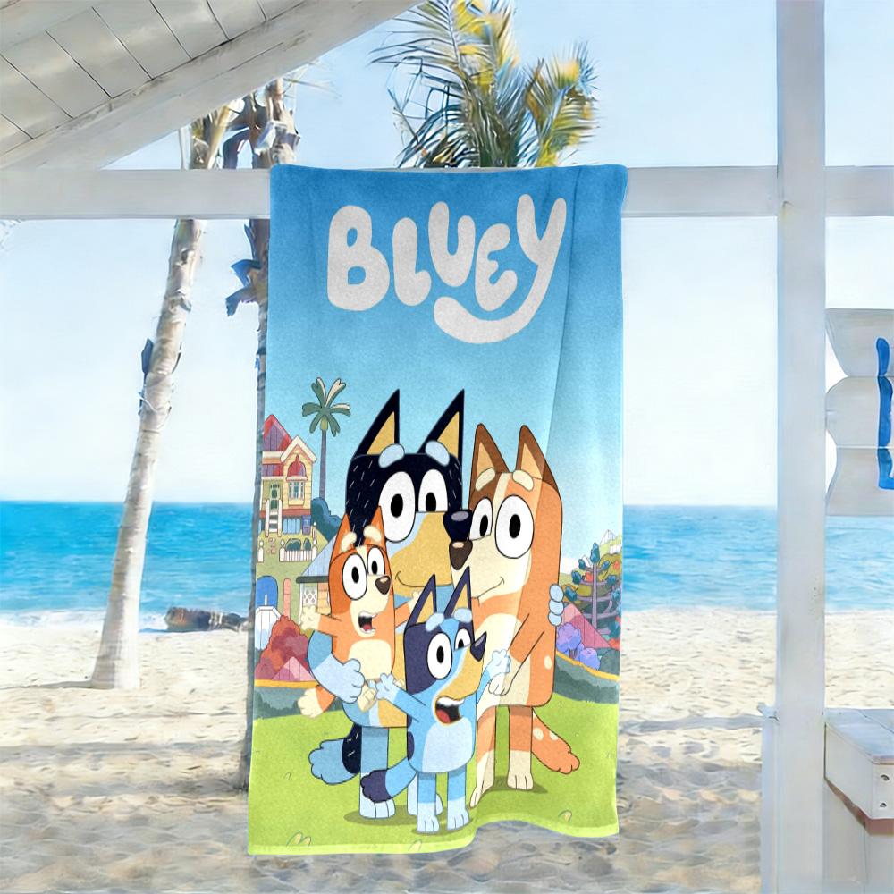 Bluey's Colorful Friends Beach Towel Super Soft Microfiber Quickdry Fabric Comfortable Lightweight Perfect for Traveling Yoga Camping and Swimming