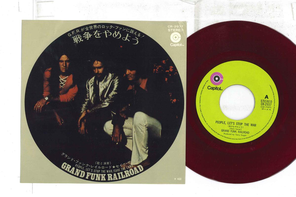 

7inch Record GRAND FUNK RAILROAD People Lets Stop The War Save Th CR2937 CAPITOL 1971 Japan Rock Used