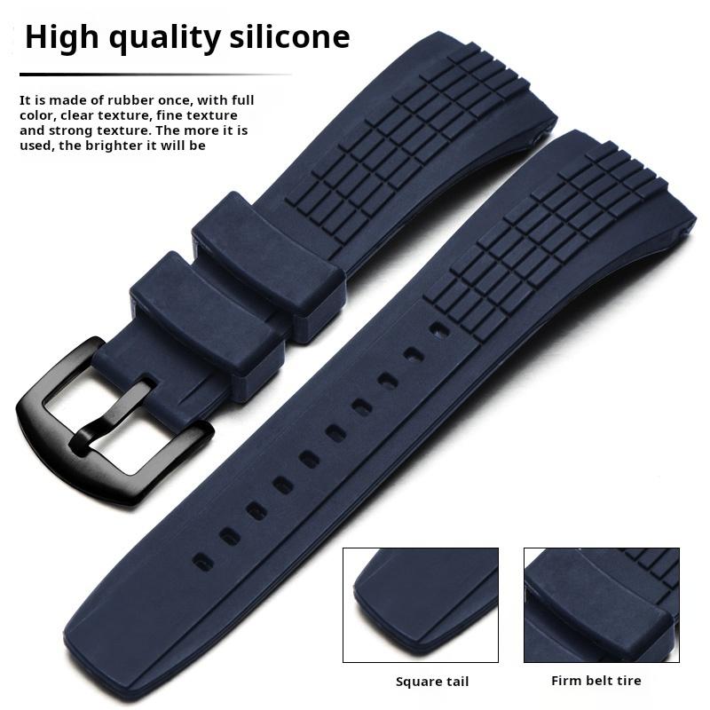 26mm Blau Gebogenes Silikon Uhrenarmband Für Seiko VELATURA/SRH 006 013 SPC007J1 SNAE17 Herren Sport Gummi Uhrenarmband Zubehör