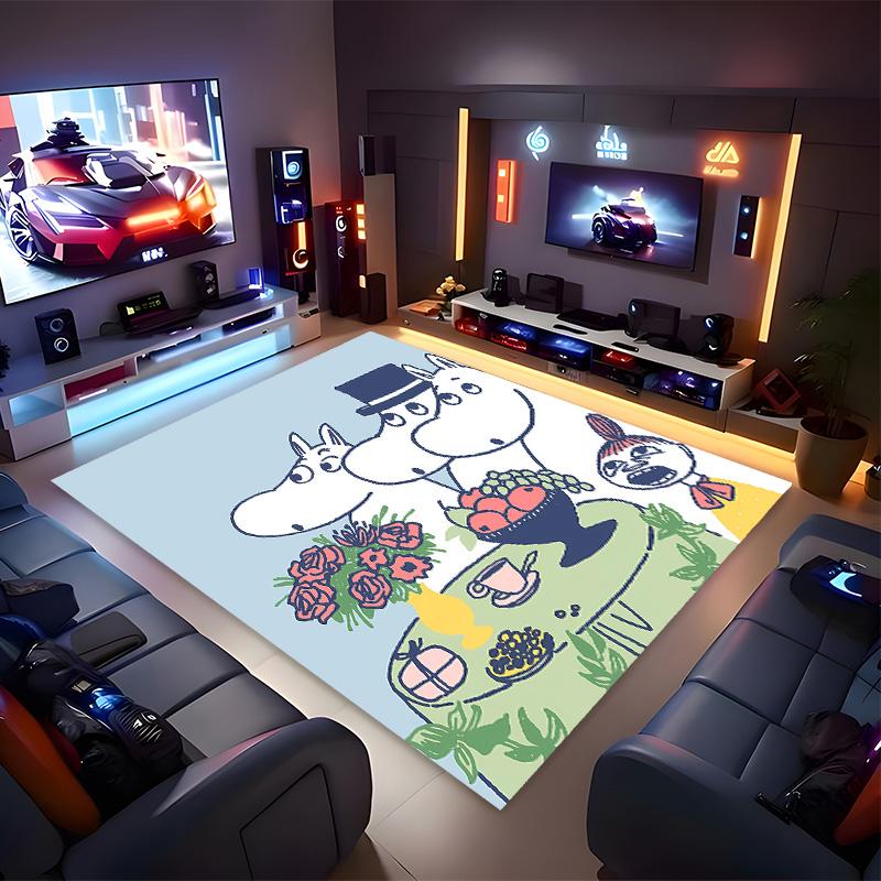 Moomin Cartoon Printed Absorbent Washable Carpet,Non-Slip Bathroom Mats,Kitchen Rugs,Living Room Entrance,Camping Picnic Rugs