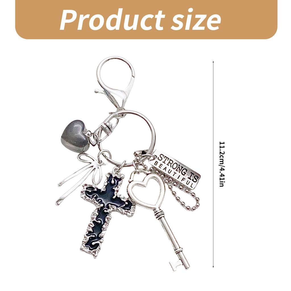 Elegant Heart Lock Bows Keyring Handmade Alloy Friendship Keychain Unique Bag Decoration for Trendy Individuals