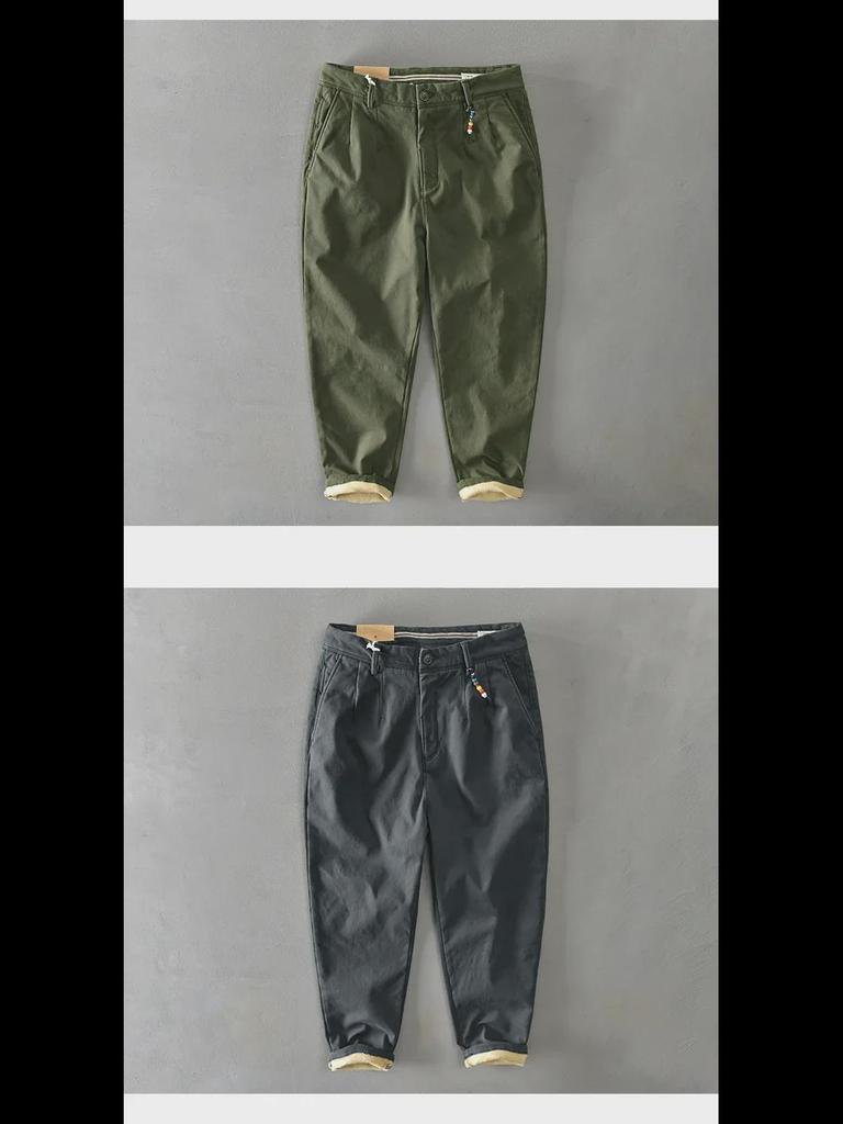 Men's Plus Velvet Thickened Japanese Style Casual Pants for Autumn/Winter