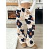 Homewear Pajamas Homewear Single-piece Wide-leg Pants Floral Printing Dark Blue Large Flower Line Printing Wide-leg Sleep Pants