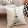 The beautiful scenery France the EEiffel Tower Cushion Cover Throw Pillow Cover Hidden Button Durable Polyester Chair Cushion