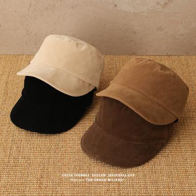 Herbst und Winter Retro Reithut Koreanischer Stil High End Flat Top Wildleder Samt Schiebermütze Mädchen Britischer Stil Baskenmütze