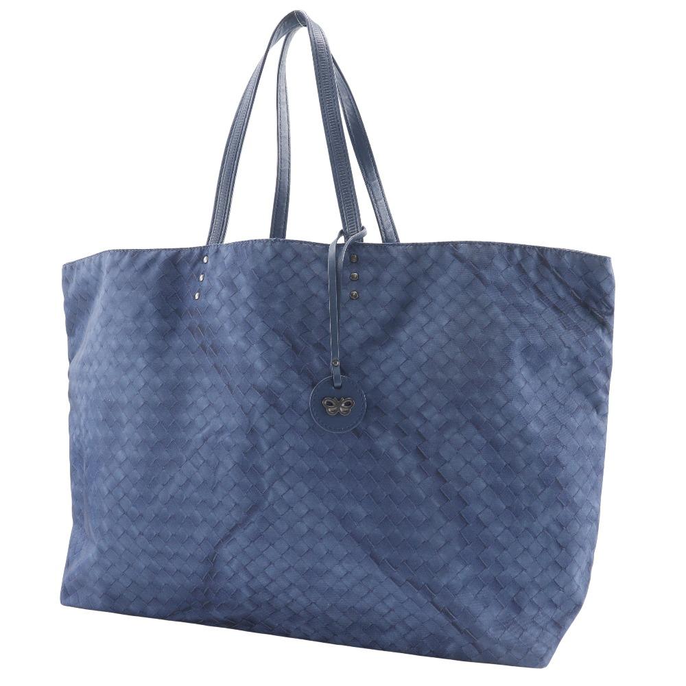BOTTEGAVENETA Intrusion Tote Bag Navy Blue Nylon Unisex Used
