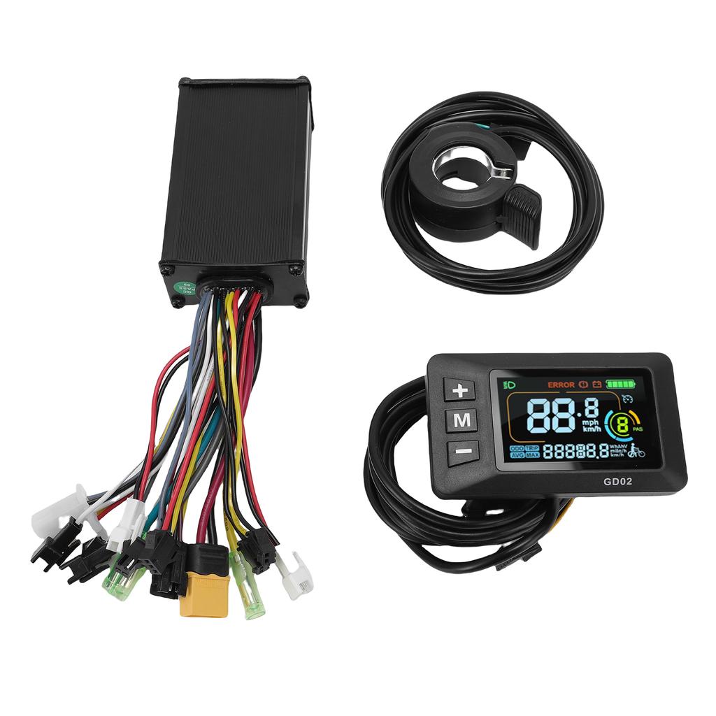 Electric Motor Controller Kit 15A Controller LCD GD02 Color Display with 130X Thumb Throttle for 36V