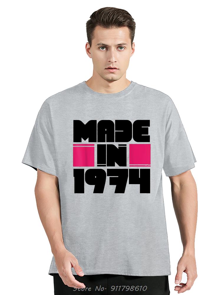 T-shirts Année de Naissance Vintage 1974 Style Rétro Années 70 T-Shirt Unisexe Oversize Mode Décontractée Ample Doux Streetwear