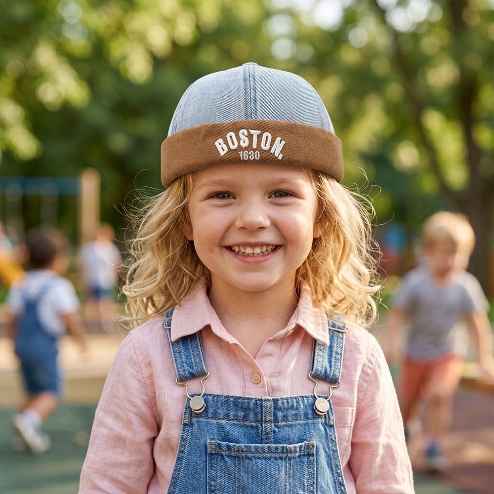 Verstellbare Kinder Melon Beanie mit Buchstabenstickerei Eimerhut für Kleinkind Junge Mädchen