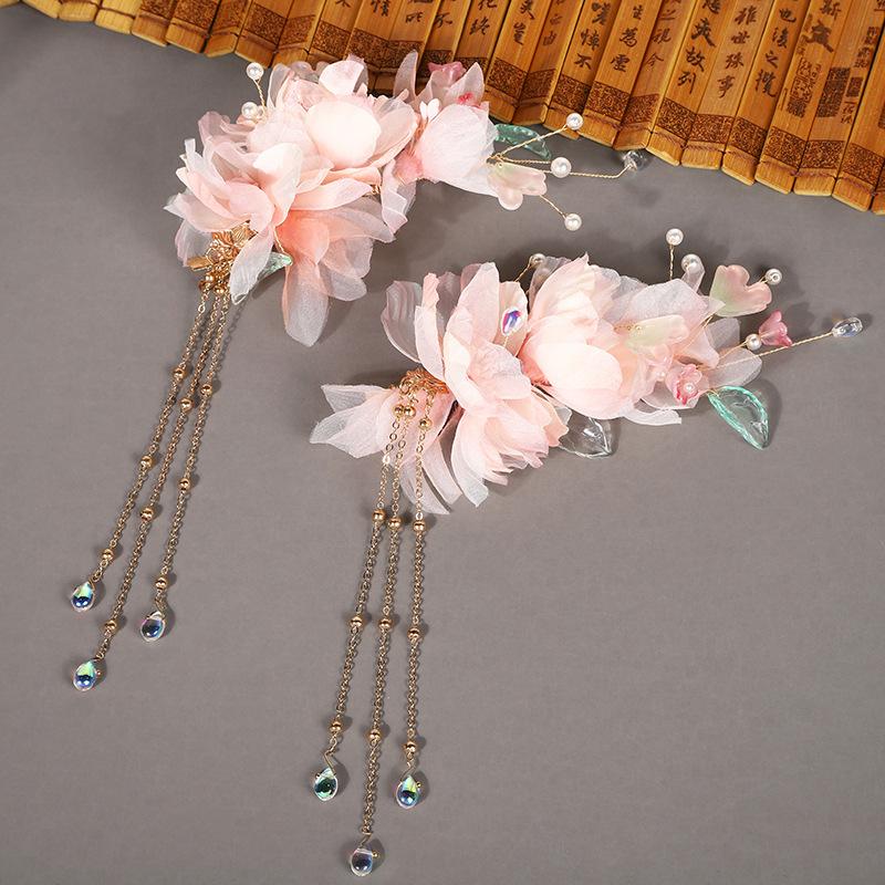 Flower Hair Clips Forks Chinese Hanfu Hair Accessories for Women Hairpin Fork Handmade Vintage Wedding Hair Jewelry Retro Crowns for Girl and Women