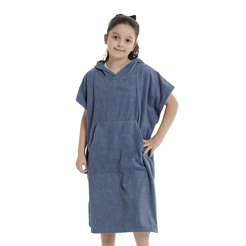 Microfiber Kids' Quick-Dry Hooded Bath Poncho Towel for Swimming and Surfing - Windproof and Warm