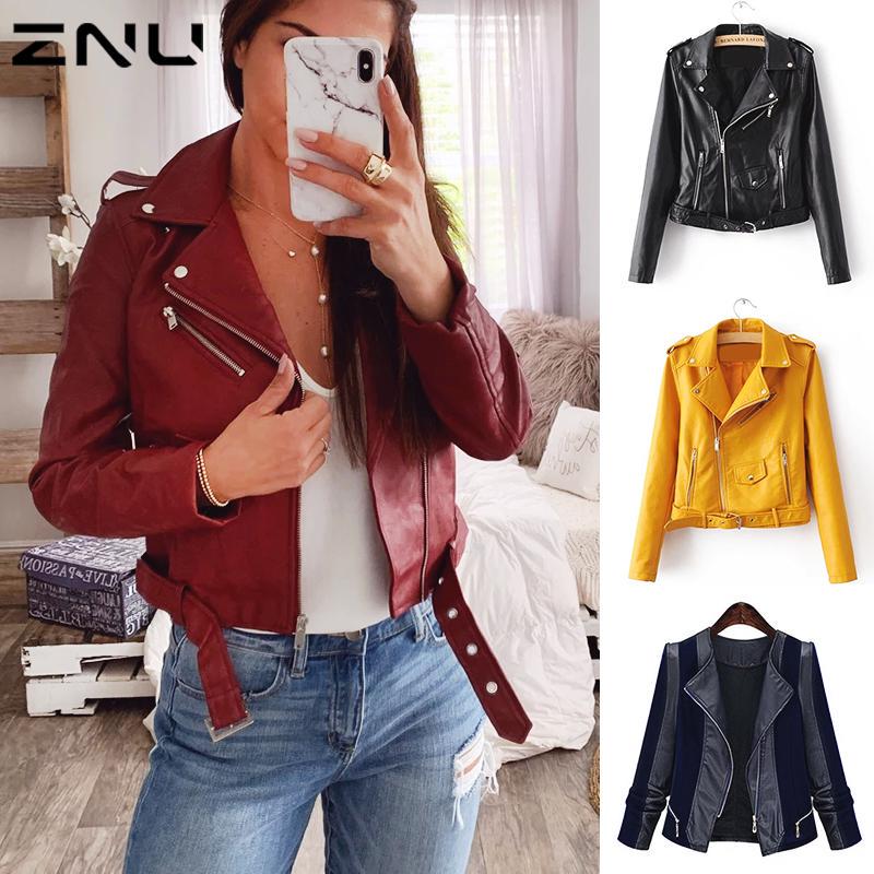 YYear Women Biker Moto Faux Leather Outwear Oblique Zipper Jackets Coats Wine red XL