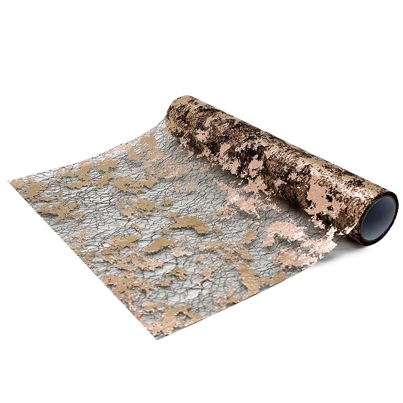 5 yardů třpytivý zlatý běhoun na stůl Horká ražba třpytivá bronzová fólie Síťovaný role Ubrousek na stůl Sprcha pro miminko Párty Svatba Vánoční dekor