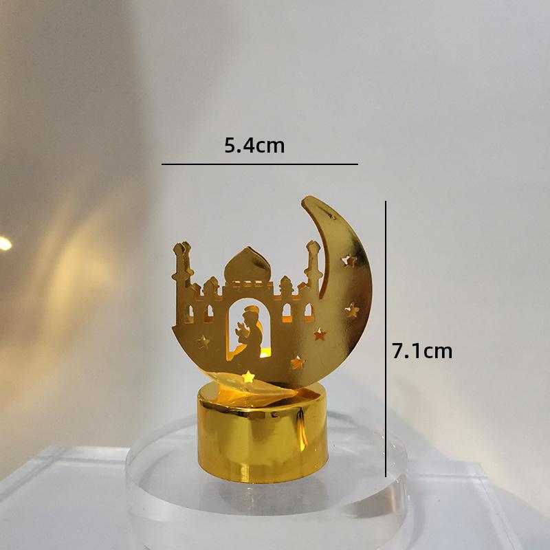 Islamische Ramadan Lampendekorationen 2026 Muslimischer Halbmond Kerze LED Lampe Stern und Mond Laternen Desktop Partyzubehör Muslimisches Geschenk