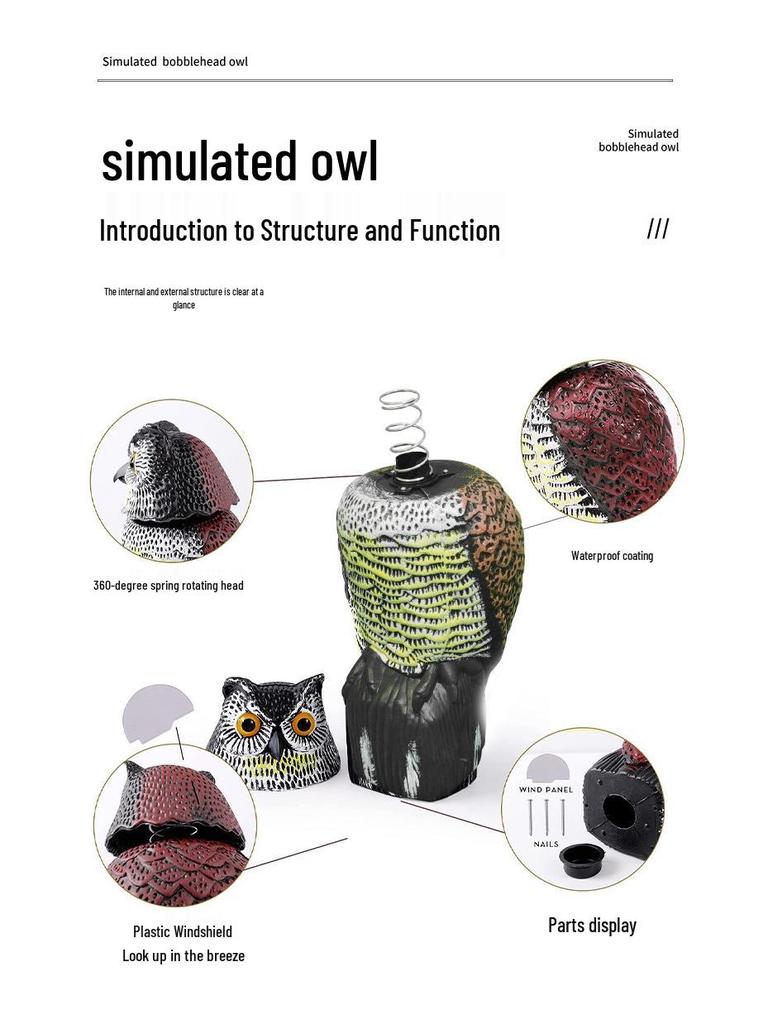 360° Rotating Owl Garden Ornament: Realistic Outdoor Bird Decoy
