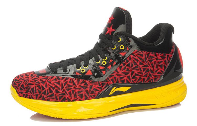 Li Ning WOW 4 Basketball Shoes Unisex Mid Top Red/Black/Yellow ABAL037-21