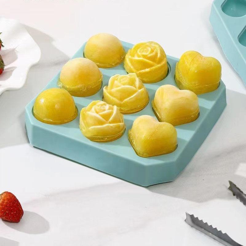 Silicone Molds Ice Cube Tray With Lid Rose Flower Heart Shape Reusable Ice Mold Bar Kitchen Accessories Ice Cream Maker Tool