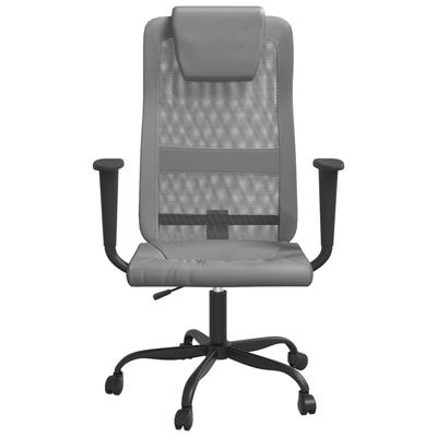 Office Chair Height Adjustable Gray Mesh and Faux Leather