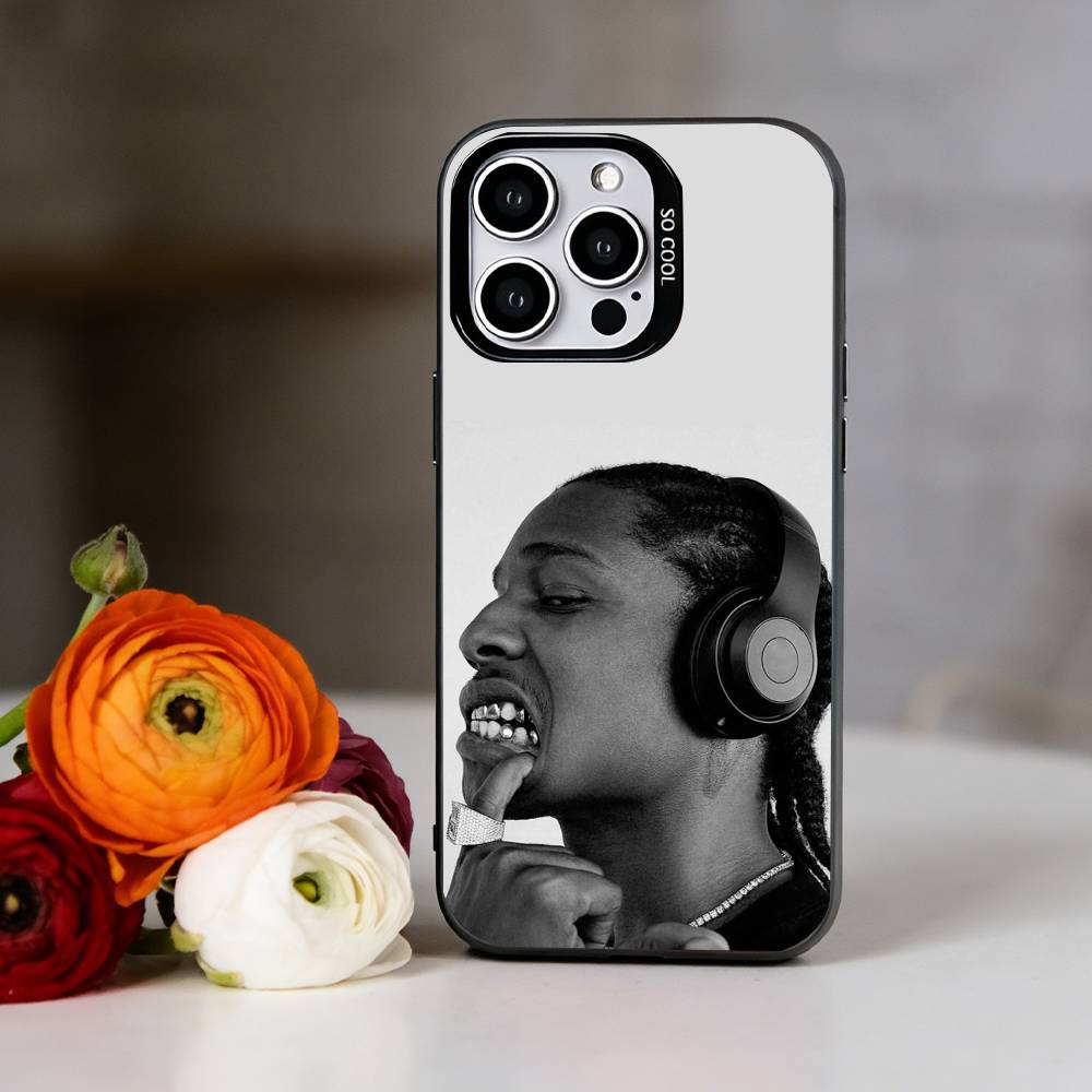 A-ASAP Rocky Rapper Handyhülle Für iPhone 17,16,15,14,13,12,11 Plus,Pro Max,XS,Bunte Silber Schwarze Hülle