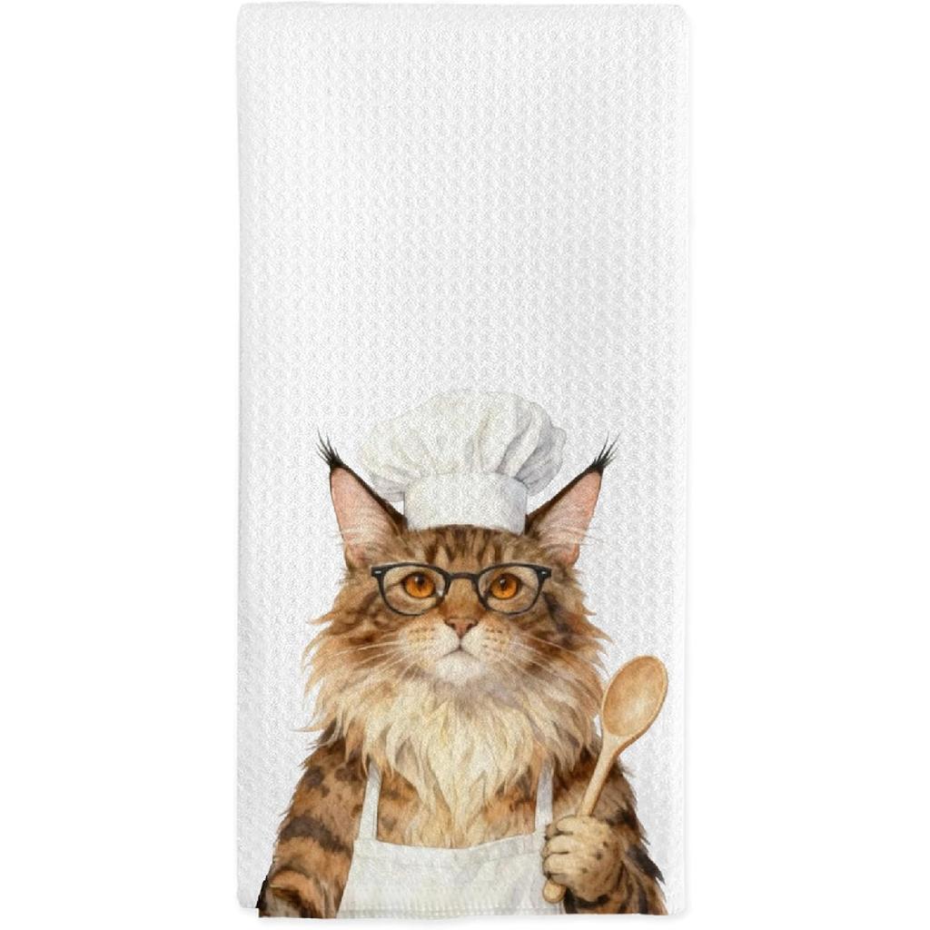 Orange Tabby Cat Kitchen Towels, Orange Tabby Cats Gifts for Women Cat Lovers, Funny Cats Chef Hand Dish Tea Towels for Kitchen Decor, 16x24 Inch