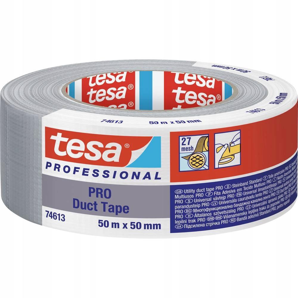 Tesa Duct Tape Taśma Naprawcza Srebrna Wodoodporna Materiałowa 50M X 50Mm
