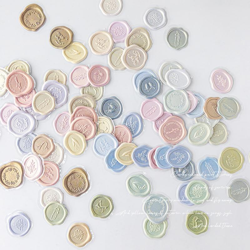 18Pcs/Bag Vintage Sticker Wax Stamp Seal Sticker For Diy Decorative Sticker