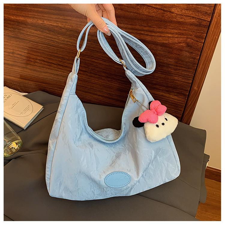 

Однотонный трендовый летний корейский мягкий материал, новая модная сумка-тоут с подвеской на плечо под мышкой для женщин Without pendant синий