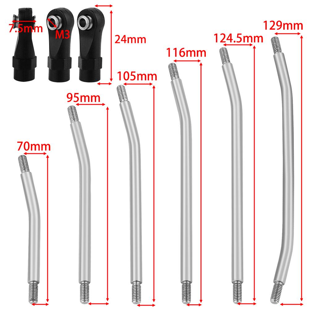 10PCS Metal RC Links Upper + Lower Linkage Chassis Link Set With Plastic Rod End For 1/10 AXIAL SCX10 II 90046 RC Crawler Car