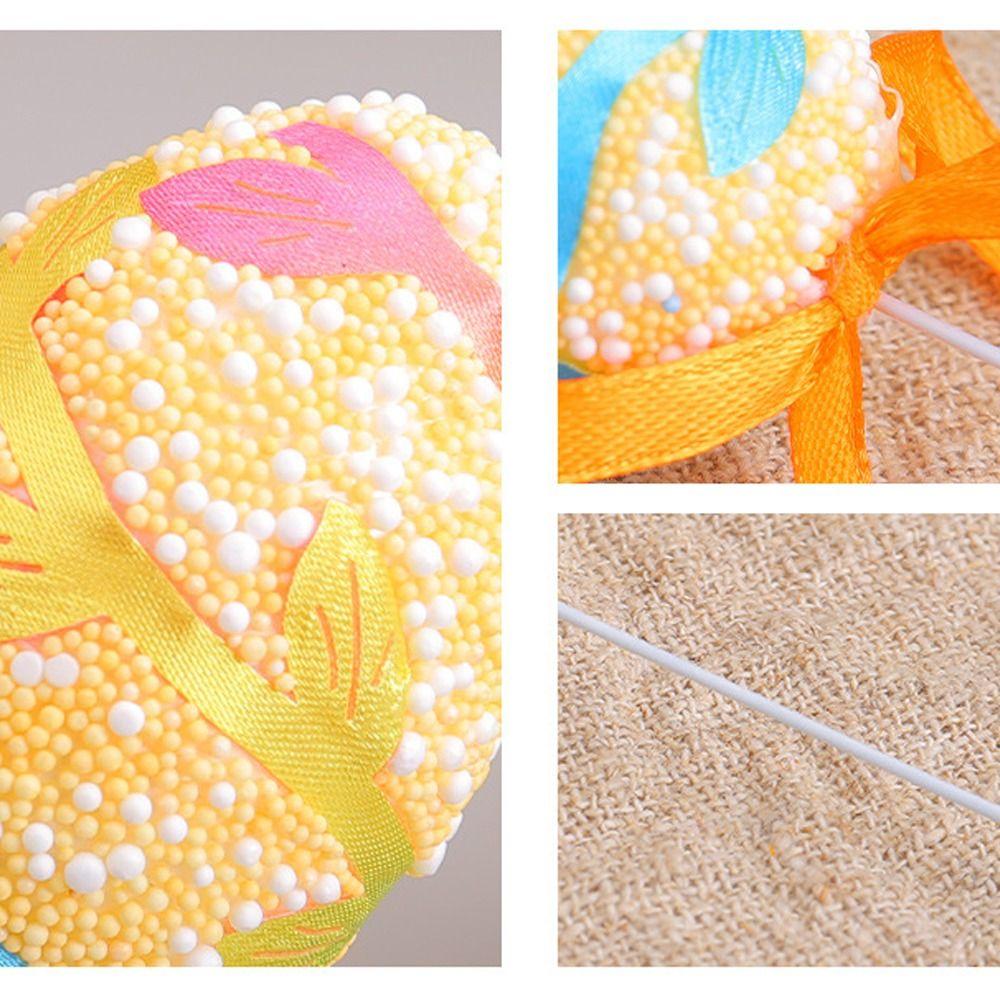 6pcs Foam Artificial Easter Eggs Stem DIY Crafts Simulation Egg Ornament  Happy Easter Decorations