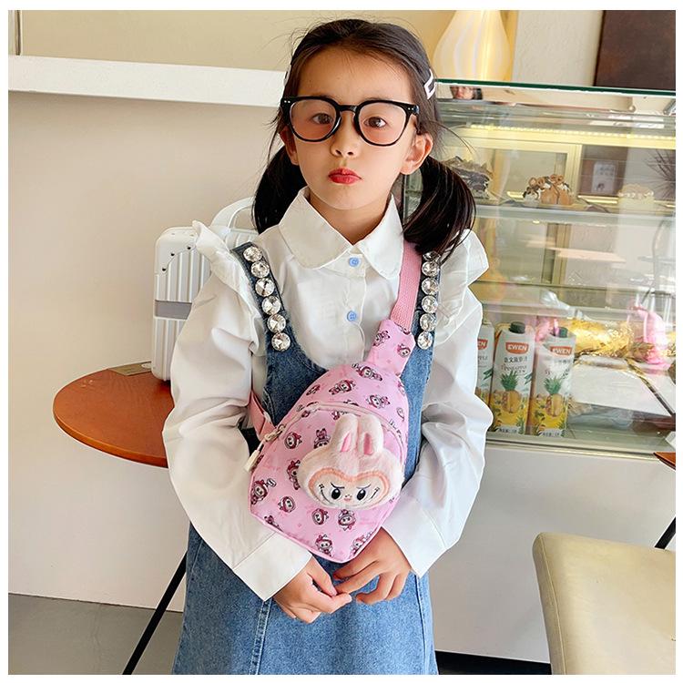 Summer new children's cartoon Labubu chest bag waist bag versatile crossbody bag travel lightweight storage bag